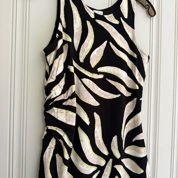 NIC+ZOE Black and Cream Leaf Design Midi Dress - Picture 2 of 4